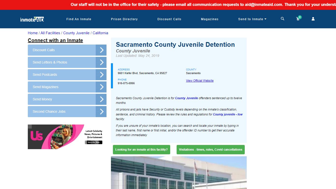 Sacramento County Juvenile Detention & Inmate Search ...