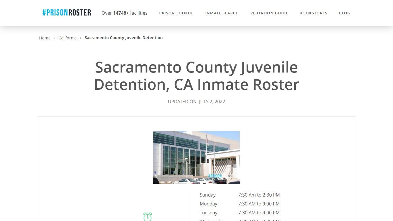 Sacramento County Juvenile Detention, CA Inmate Roster